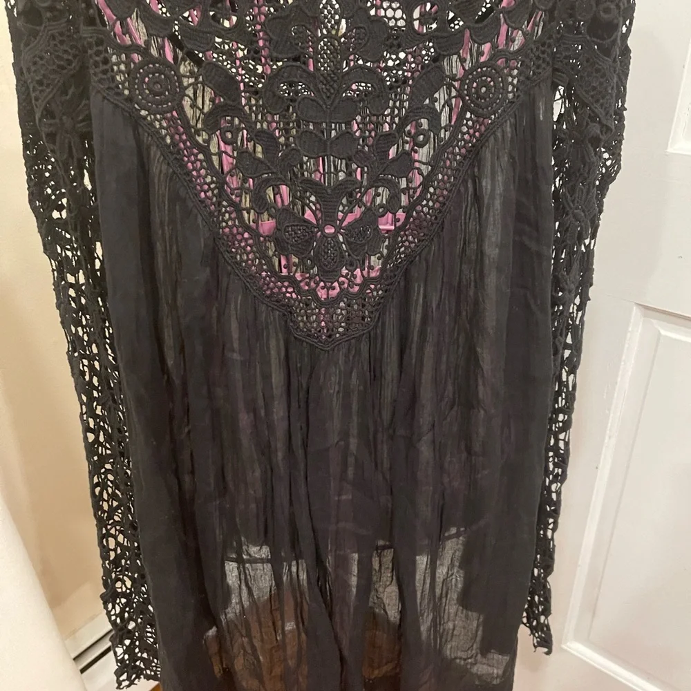 Free People FP ONE Vera Lace Crochet Sleeve Tunic TopXS
